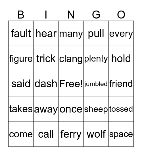 Lesson 6 Bingo Card