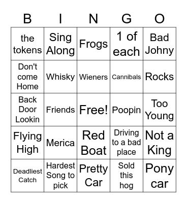 Mixed songs Bingo Card