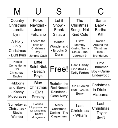 Christmas Bingo Card