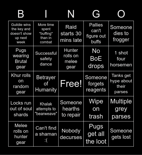 Naxx Bingo Card