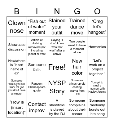 Hayley & Jeremy Wedding Bingo Card