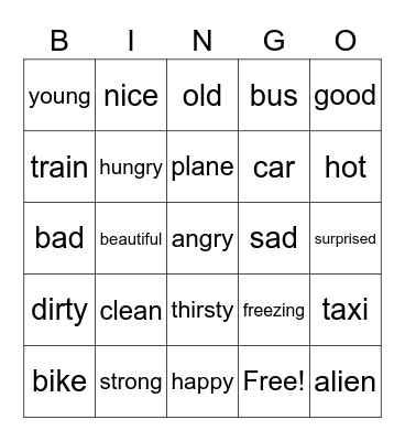 Fun with Fizz 2 Unit 1 + emotions Bingo Card