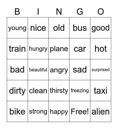 Fun with Fizz 2 Unit 1 + emotions Bingo Card