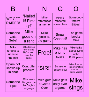 171st Street Games Stream BINGO Card