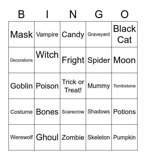 Halloween Bingo Card