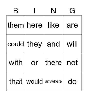 PHONICS 2B, WEEK 9 Bingo Card
