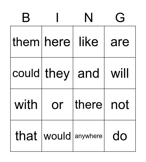 PHONICS 2B, WEEK 9 Bingo Card