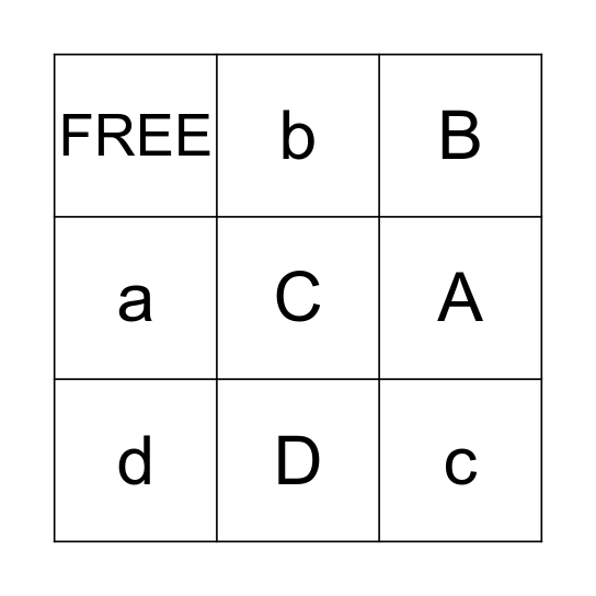Alphabet Bingo  Bingo Card