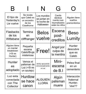 Thanks to them Bingo Card