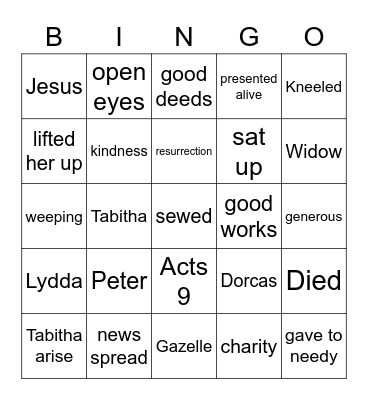 Tabitha Bingo Card