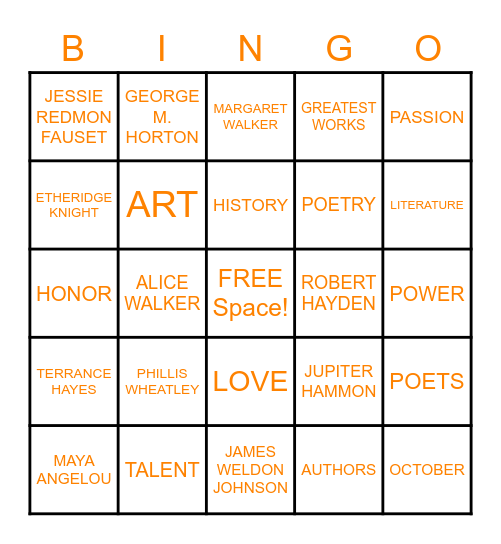 BLACK POETRY DAY Bingo Card