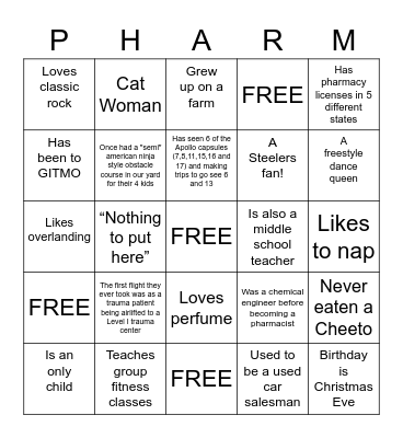 Fun Fact Bingo! Bingo Card