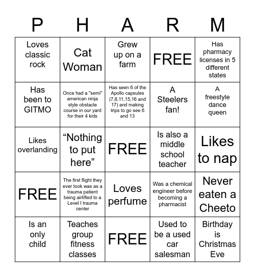 Fun Fact Bingo! Bingo Card