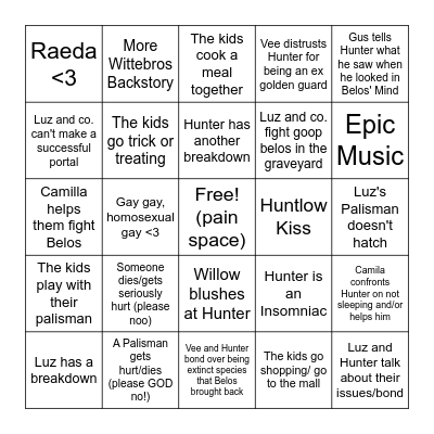 The Owl House Season 3 Thanks to Them Bingo (2) Bingo Card