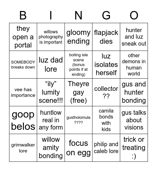 Thanks to Them Bingo Card