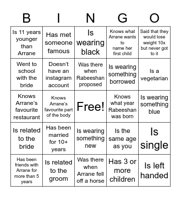 Find Someone Who..... Bingo Card