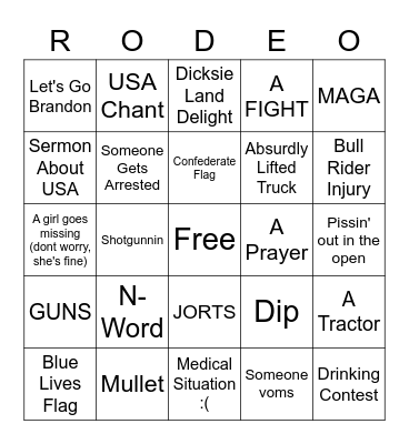 Rodeo Bingo Card