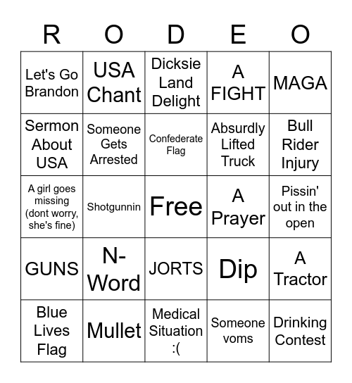 Rodeo Bingo Card