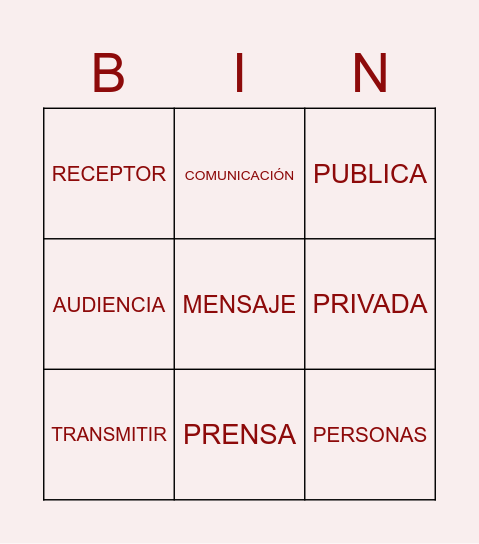 COMUNICACIÓN PUBLICA Y PRIVADA Bingo Card