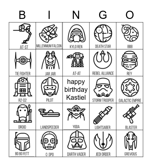 star wars bingo Card