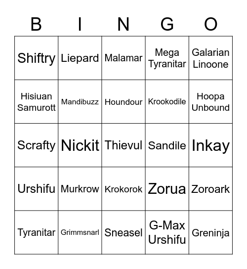 MarioMart Round 2 (Dark Types) Bingo Card