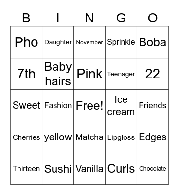 Official a Teenager Bingo Card