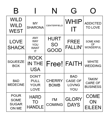 TAVERN ROCK Bingo Card