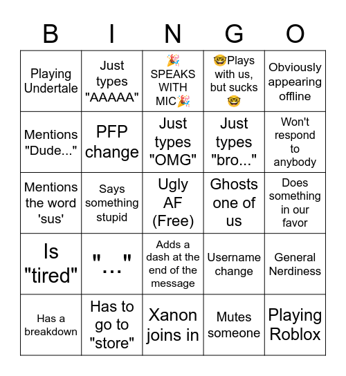 Drake Mahlmeister Bingo set Bingo Card