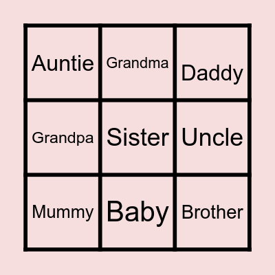 Family Bingo Card