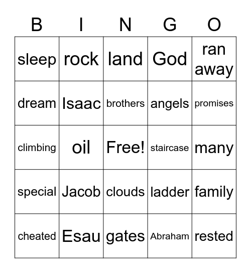 Jacob Bingo Card
