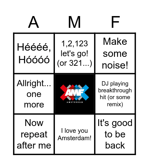 DJ Bingo Card