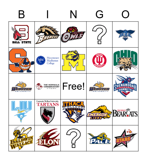 Musical Theatre/Theatre College Bingo Card