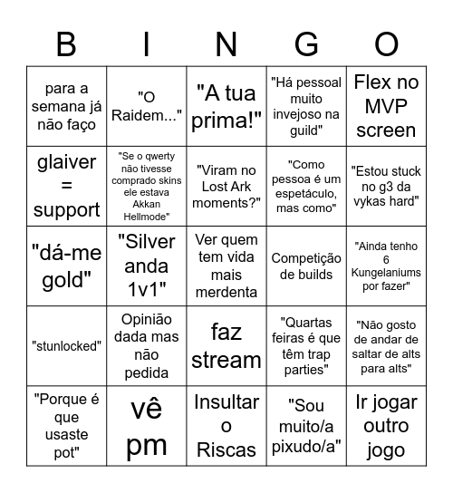 Full Week na Nemesis Guild Bingo Card