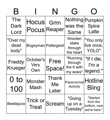 October Halloween Bingo! Bingo Card