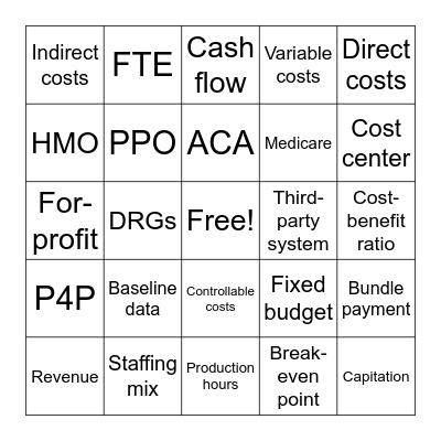 Fiscal Bingo Card