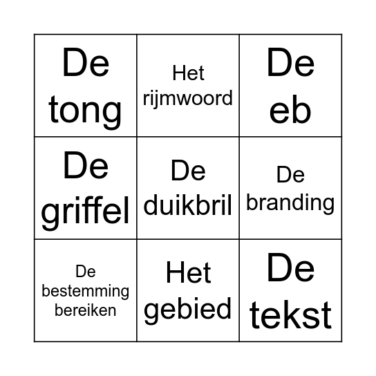 Herhaling themawoorden Bingo Card