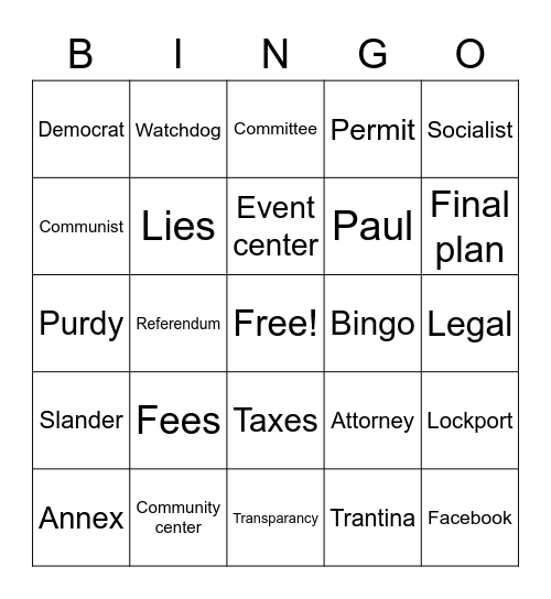 Balich Bingo Card