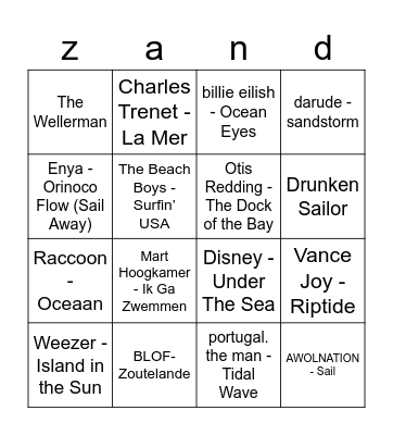 Brouwersdam Muziekbingo Card