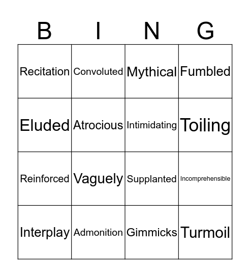 Bad Boy Chapter 13 Bingo Card