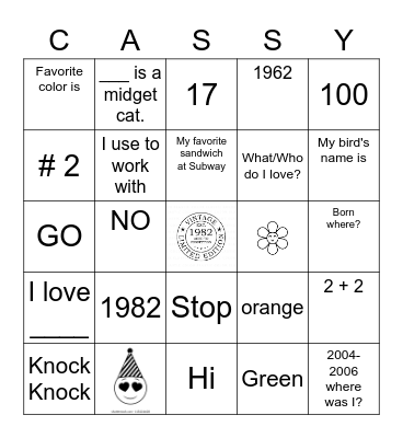 Birthday Bingo Card