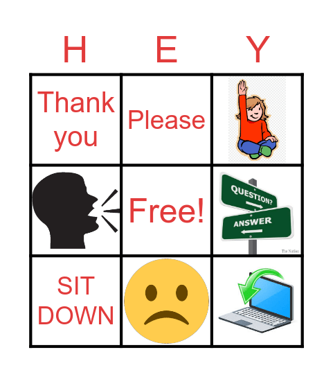 Commands/Greetings Bingo Card