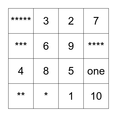 Multi-Number Bingo Card