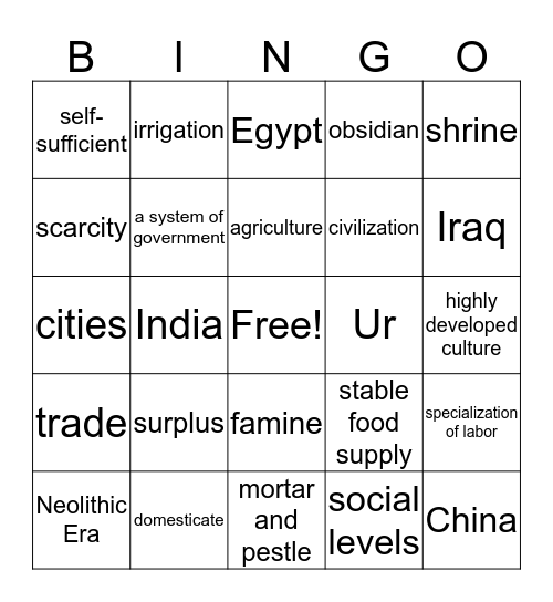 Development of Society Bingo Card