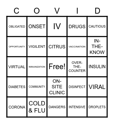 COVID EDUCATION Bingo Card