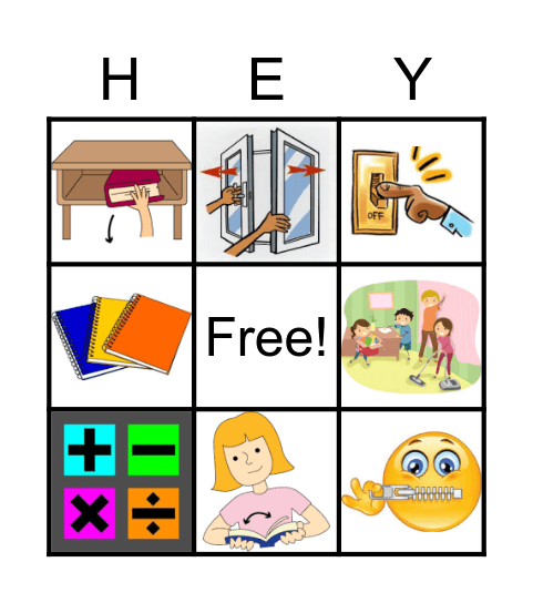 classroom commands Bingo Card