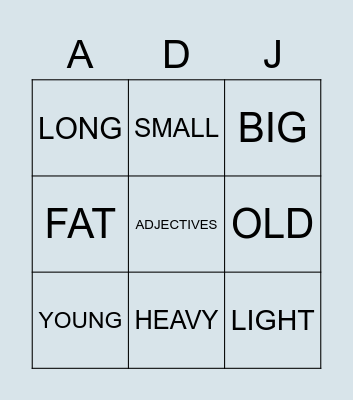 ADJECTIVES Bingo Card