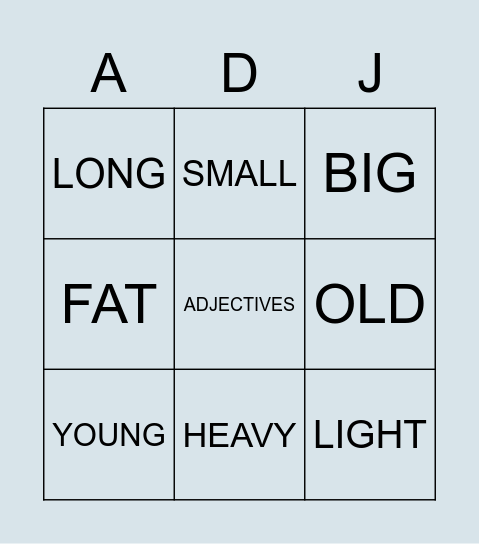 ADJECTIVES Bingo Card
