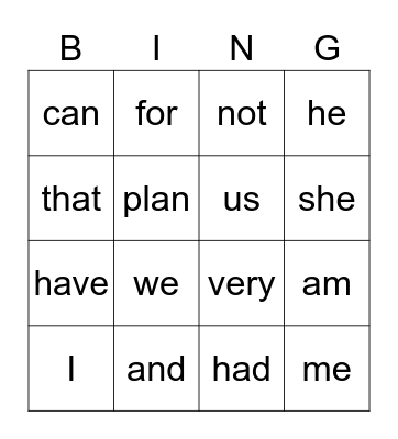 Unit 2 Bingo - 1st grade Bingo Card