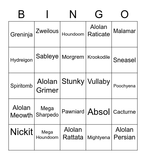 Nessetti round 1 [Dark Types] Bingo Card