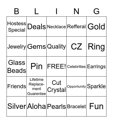 Lia Sophia Bling Bingo Card